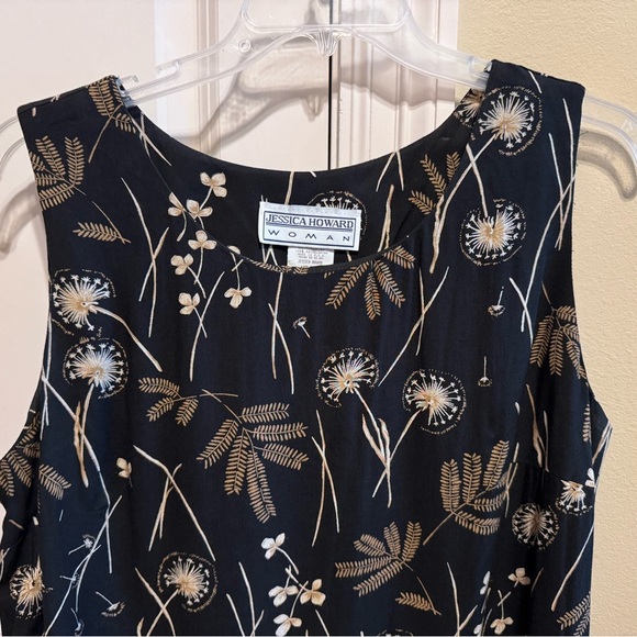 Jessica Howard Vintage Black Multi Sleeveless Dress Lightweight Jacket Sz 16 - Picture 5 of 16